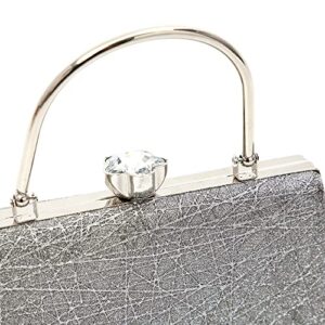 Evening Party Bags for Women Sparkly Clutch Purse Wedding Purses Wallet Fancy Desinger Handbags Bing Glitter Shoulder Bags with Detachable Chain for Cocktail Prom Silver Small Tote Bag Club Purse