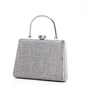 Evening Party Bags for Women Sparkly Clutch Purse Wedding Purses Wallet Fancy Desinger Handbags Bing Glitter Shoulder Bags with Detachable Chain for Cocktail Prom Silver Small Tote Bag Club Purse