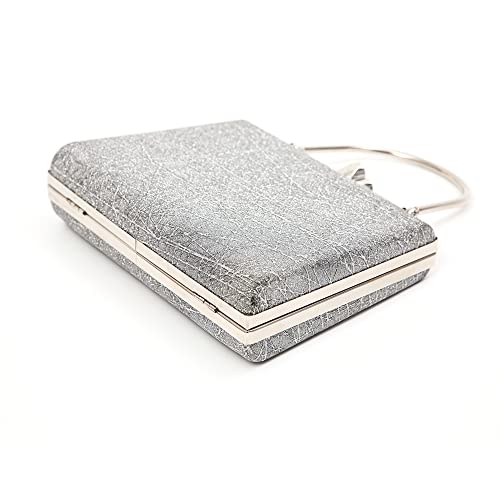 Evening Party Bags for Women Sparkly Clutch Purse Wedding Purses Wallet Fancy Desinger Handbags Bing Glitter Shoulder Bags with Detachable Chain for Cocktail Prom Silver Small Tote Bag Club Purse