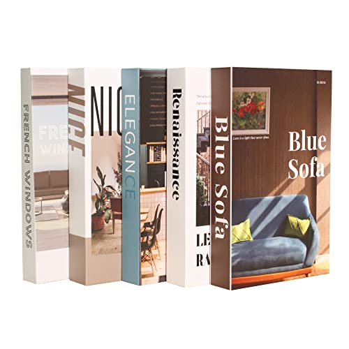 Faux Books for Decoration Decorative Books 5 Pack Coffee Table Books Decor Faux Books for Bookshelf Decorative Books for Home Decor– Fake Books for Home Bar Table Book Decor