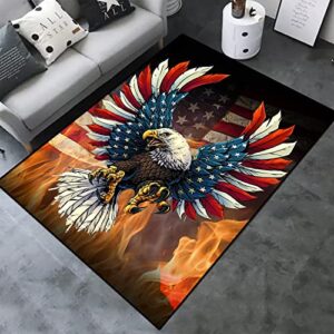 retro american flag with eagle home decor large area rugs, indoor floor mats for adult kid’s bedroom, vintage usa star stripe flag polyester non-slip soft carpets doormats for bathroom living room