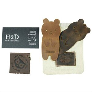 Hide & Drink, Leather Cute Teddy Bear Bookmark (2 Pack), Bookworm Gifts, Book Lover Accessories, Handmade Includes 101 Year Warranty :: Multicolor Earth