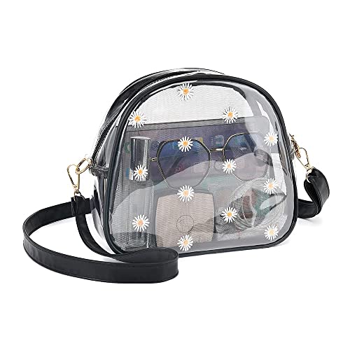 TINYAT Clear Crossbody Purse for Women Small Cute Shoulder Bags Stadium Approved Waterproof Sling Bags for Concerts,Sports