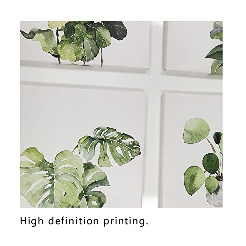 kk·color Botanical Prints Wall Art for Living Room,Canvas,riginal Designed Green plant watercolor painting,Green leaves,Wall art for Office Bedroom BathRoom 4 Piece 12" X 12"