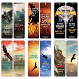 Creanoso Powerful Sayings Quotes Strong Character Eagle Bookmark Gifts (60-Pack) – Six Assorted Quality Bookmarks Bulk Set – Premium Gift for Men, Women, Adult, Seniors