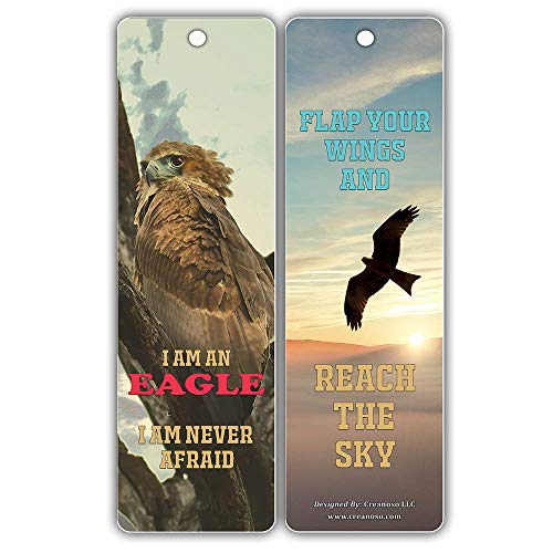 Creanoso Powerful Sayings Quotes Strong Character Eagle Bookmark Gifts (60-Pack) – Six Assorted Quality Bookmarks Bulk Set – Premium Gift for Men, Women, Adult, Seniors