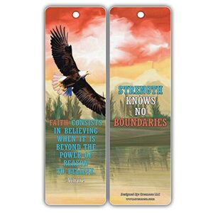 Creanoso Powerful Sayings Quotes Strong Character Eagle Bookmark Gifts (60-Pack) – Six Assorted Quality Bookmarks Bulk Set – Premium Gift for Men, Women, Adult, Seniors