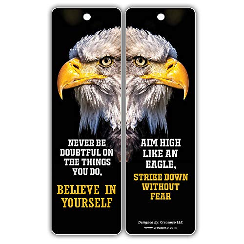 Creanoso Powerful Sayings Quotes Strong Character Eagle Bookmark Gifts (60-Pack) – Six Assorted Quality Bookmarks Bulk Set – Premium Gift for Men, Women, Adult, Seniors