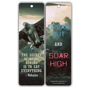 Creanoso Powerful Sayings Quotes Strong Character Eagle Bookmark Gifts (60-Pack) – Six Assorted Quality Bookmarks Bulk Set – Premium Gift for Men, Women, Adult, Seniors