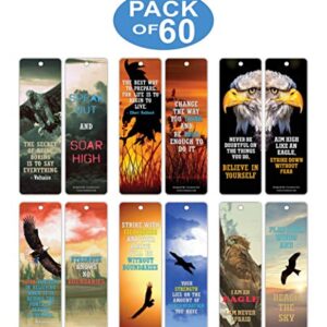 Creanoso Powerful Sayings Quotes Strong Character Eagle Bookmark Gifts (60-Pack) – Six Assorted Quality Bookmarks Bulk Set – Premium Gift for Men, Women, Adult, Seniors