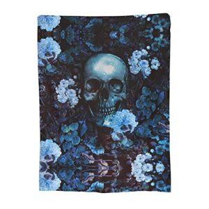skull floral blanket 3d printed flannel blanket soft fleece throw blankets for couch sofa chair outdoor travel 60″x50″