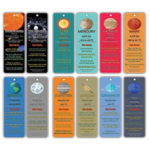 Outer Space Planets Universe Fun Facts Bookmark Cards (60-Pack)- Astronomy Sun Venus Mars Earth Moon Jupiter Saturn Uranus Neptune - Astrophysics Party Favors - Teacher Classroom Incentive Giveaways