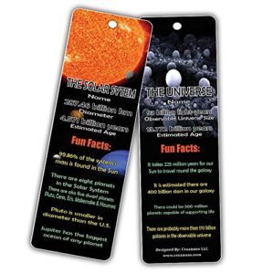 Outer Space Planets Universe Fun Facts Bookmark Cards (60-Pack)- Astronomy Sun Venus Mars Earth Moon Jupiter Saturn Uranus Neptune - Astrophysics Party Favors - Teacher Classroom Incentive Giveaways