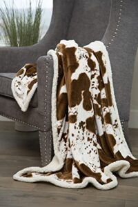 carstens, inc. extra plush southwestern sherpa throw blanket 54″ x 68″, faux cowhide (jp880)