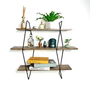 cocoyard 3 tier wall shelf – industrial wall mounted rustic wood shelf for living room, kitchen bar shelving – wall display – retro storage rack for organization and farmhouse décor (31.5inch)