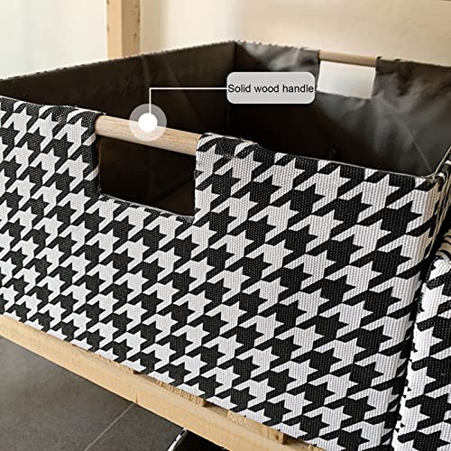 Small Decorative Foldable Storage Box for Use, Storage Basket with Solid Wood Handles, Damp Cloth to Wipe, Fabric NK9