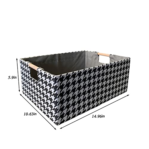 Small Decorative Foldable Storage Box for Use, Storage Basket with Solid Wood Handles, Damp Cloth to Wipe, Fabric NK9