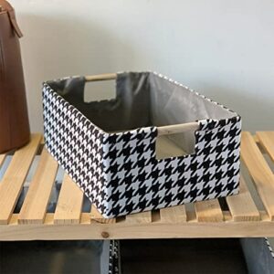 Small Decorative Foldable Storage Box for Use, Storage Basket with Solid Wood Handles, Damp Cloth to Wipe, Fabric NK9