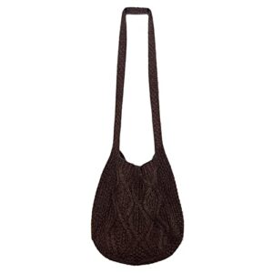 jqwygb women’s shoulder handbag – crochet purse beach bag cute knit tote bags aesthetic boho bag for vacation travel (coffee)