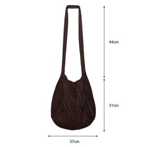 JQWYGB Women's Shoulder Handbag - Crochet Purse Beach Bag Cute Knit Tote Bags Aesthetic Boho Bag for Vacation Travel (Coffee)