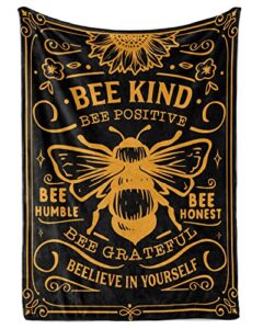innobeta bee blanket, bee gifts for women men, blanket with bees and sunflowers, flannel throw blanket, bee themed gifts for bee lovers, bee gift idea for birthday, christmas, 50″x 65″