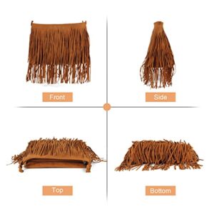 Fecialy Faux Suede Fringe Crossbody Bags for Women Western Hippie Shoulder Bag Messenger Bag Sling Bag