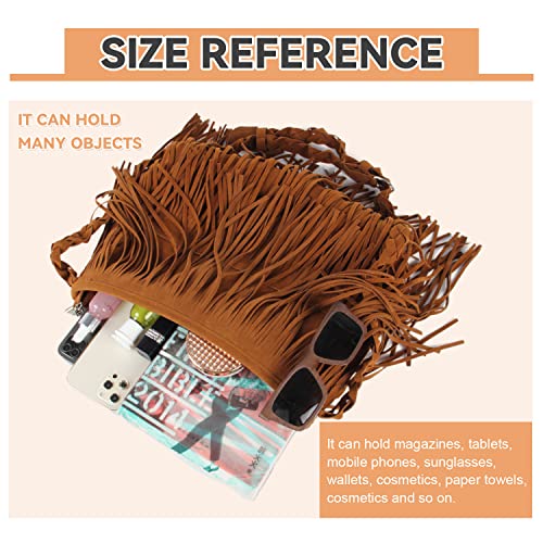 Fecialy Faux Suede Fringe Crossbody Bags for Women Western Hippie Shoulder Bag Messenger Bag Sling Bag