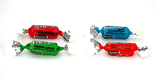Tootsie Roll Frooties Famous 4 Flavors Variety Bag - Blue Raspberry-Fruit Punch-Green Apple-Strawberry - 28oz - 1.75Lbs of Bulk Candy Individually Wrapped Taffy - Snack Hotline