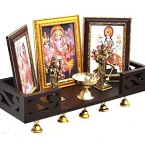 DecorDen Wooden Wall Mount Temple for Home,Wooden Home Temple/Wall Shelf/Pooja Mandir/Pooja Stand/Wooden Mandir/Devghar/Devara/Pooja Shelf/Small Temple for Office (Brown 2)