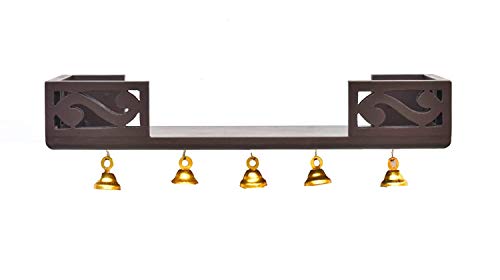 DecorDen Wooden Wall Mount Temple for Home,Wooden Home Temple/Wall Shelf/Pooja Mandir/Pooja Stand/Wooden Mandir/Devghar/Devara/Pooja Shelf/Small Temple for Office (Brown 2)