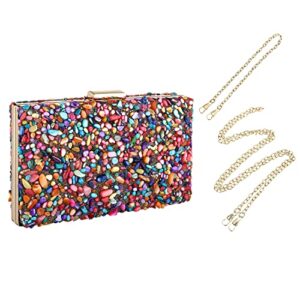 rkrouco multicolor stone evening clutch bag for women – elegant and charming handbag