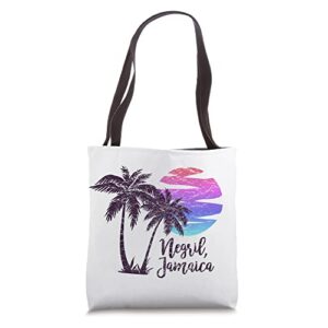negril jamaica beach vacation trip souvenir vintage graphic tote bag