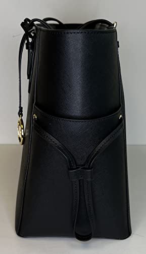 Michael Kors MICHAEL Michel Kors Gilly Large Drawstring Travel Tote bundled with Double Zip Wristlet Purse Hook (Black)