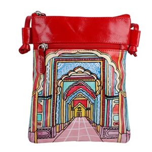 shop lc sukriti red color traditional palace corridor pattern hand painted leather crossbody bags for women