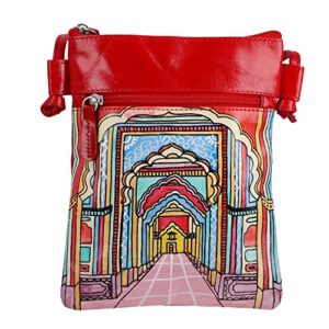 Shop LC SUKRITI Red Color Traditional Palace Corridor Pattern Hand Painted Leather Crossbody Bags for Women