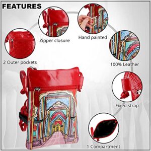 Shop LC SUKRITI Red Color Traditional Palace Corridor Pattern Hand Painted Leather Crossbody Bags for Women