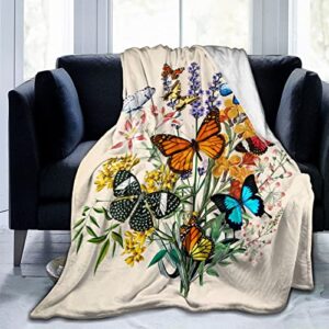 butterfly blanket beautiful butterfly throw blanket ultra soft flannel vintage botanical butterflies blanket gifts for kids adults 50″x40″