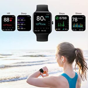 Smart Watch, Fitness Tracker with 24/7 Heart Rate Blood Oxygen Sleep Tracker, 5ATM Swimming Waterproof, Step Calorie Counter, 1.7" Touch creen Smartwatch for Men Women iPhone iOS Android