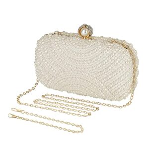 uborse women pearl clutch bag wedding bridal evening clutch handbag elegant small bridal purse for cocktail party prom,beige