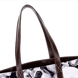 Skulls Funny Skeleton Black Tote Bags Large Leather canvas Purses and Handbags for Women Top Handle Shoulder Satchel Hobo Bags