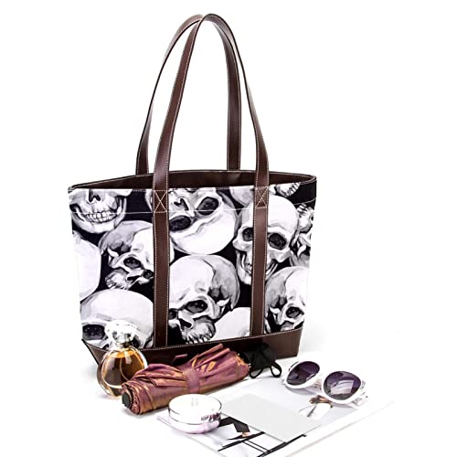 Skulls Funny Skeleton Black Tote Bags Large Leather canvas Purses and Handbags for Women Top Handle Shoulder Satchel Hobo Bags