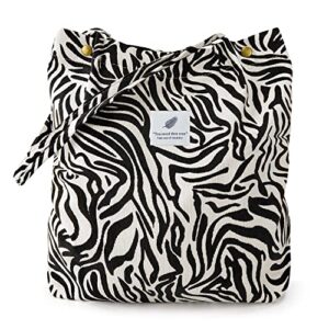 lhmtqvk tote, corduroy bag women’s shoulder purses for office school shopping travel, zebra