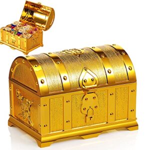 pirate treasure chest vintage treasures collection storage box gold treasure box vintage prize box plastic toy box treasure chest toys games activities amusements for classroom party favors props