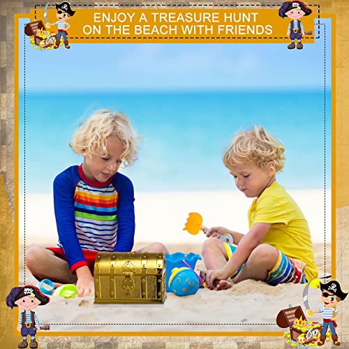 Pirate Treasure Chest Vintage Treasures Collection Storage Box Gold Treasure Box Vintage Prize Box Plastic Toy Box Treasure Chest Toys Games Activities Amusements for Classroom Party Favors Props
