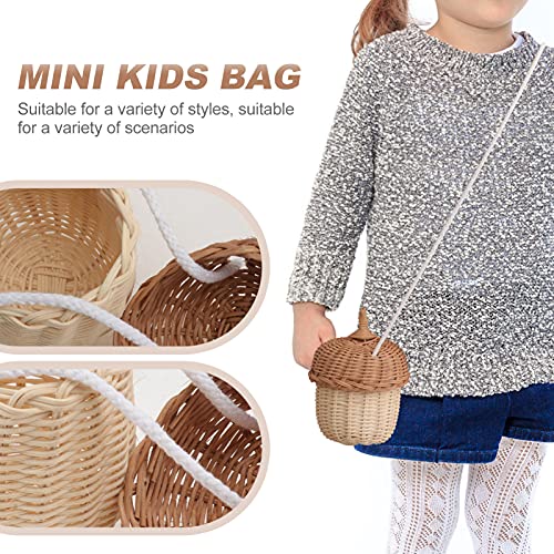 Kids Miniature Easter Baskets Mini Pine Cone Rattan Straw Handbags: Handwoven Women Summer Retro Straw Tote Bag Shoulder Bag Crossbody Bag Round Handle Beach Handbags Tiny Basket Tiny Basket