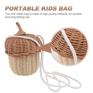 Kids Miniature Easter Baskets Mini Pine Cone Rattan Straw Handbags: Handwoven Women Summer Retro Straw Tote Bag Shoulder Bag Crossbody Bag Round Handle Beach Handbags Tiny Basket Tiny Basket