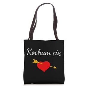 kocham cie i love you polish heart poland tote bag