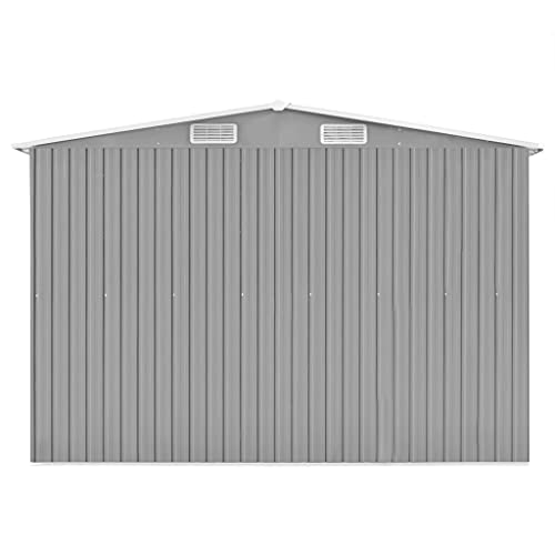 INLIFE Garden Shed,Galvanized Steel Metal Storage Shed with Sliding Doors and Vents Outdoor Tool Storage Shed for Garden,Patio,Backyard Garden Storage Shed Gray 101.2"x389.8"x71.3"