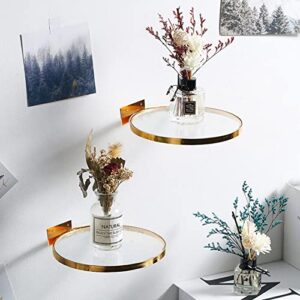 Cityelf Floating Shelves Wall Mounted Gold Wall Decor Iron Glass Hanging Shelf Home Decor Set of 3 Display Ledge Shelves for Living Room Bedroom Office-Gold