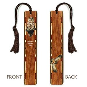 Northern Spotted Owl, Colorful (Double Sided) Wooden Bookmark with Tassel - Made in USA - Also Available Personalized